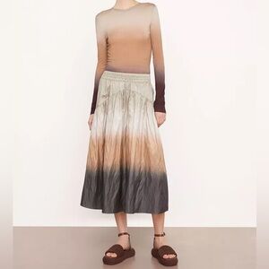 Vince Dip Dye Ombré Midi Skirt